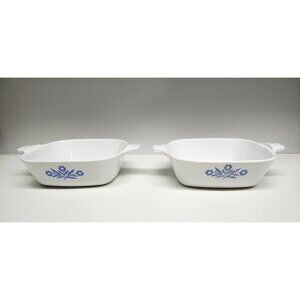 2- CorningWare P-41 Cornflower Blue Petite Pans Blue Stamp Casserole Dishes